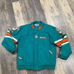 STARTER Miami Dolphins VTG Teal and Orange Men’s Puffer Jacket. Size XL